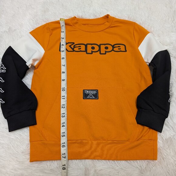 Kappa Unisex Crew Neck Orange with Black Pullover Loopknit  Sweatshirt NWOT - Picture 4 of 11